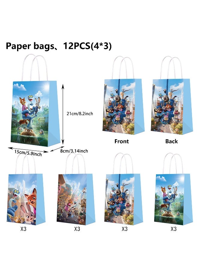 12 PCS Kraft Paper Bags with Handle 20 Pieces set 15x21x8 cm Small Size, Zootopia Favor Bags Bulk for Birthday, Wedding, Retail, Gift Bags - Image 4